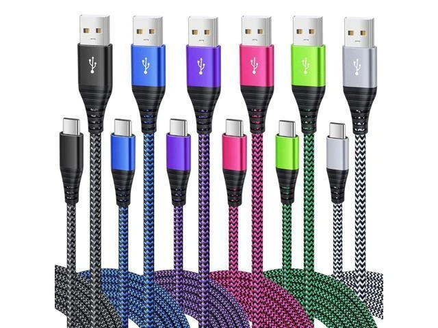 Alt view image 8 of 14 - USB Type C Charger Cable 6-Pack 10ft USB C Cable Fast Charging Braided Type C Charger Cord for iPhone 16/15 Galaxy S24 S23 S22 S9 S10 A13 A15 A03s Pixel-Black White Blue Green Purple Rose
