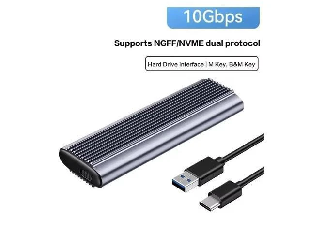 Alt view image 4 of 6 - USB3.1 Type-C to M.2 M Key NVMe SSD Box Solid State Drive Housing Case Dual Protocol SSD M.2 Sata Hard Drive Disk Enclosure Grey NGFF/NVMe dual protocol a-c