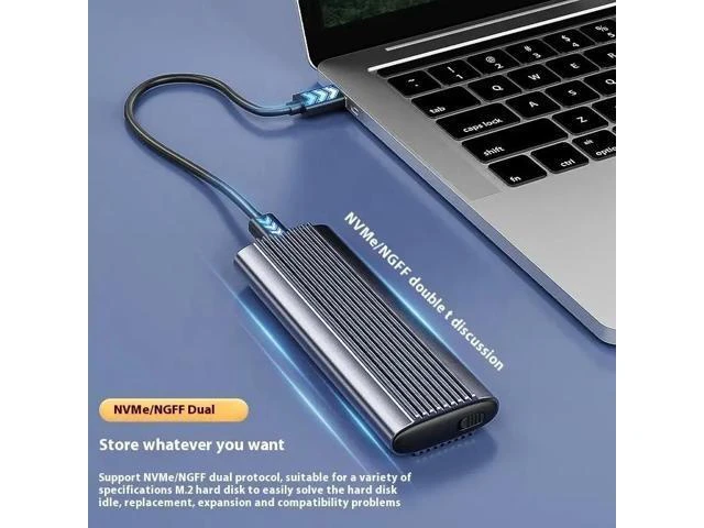 Alt view image 5 of 6 - USB3.1 Type-C to M.2 M Key NVMe SSD Box Solid State Drive Housing Case Dual Protocol SSD M.2 Sata Hard Drive Disk Enclosure Grey NGFF/NVMe dual protocol a-c