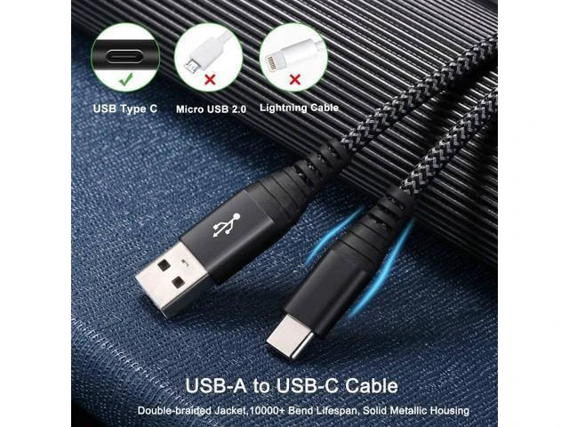 Alt view image 9 of 14 - USB Type C Charger Cable 6-Pack 10ft USB C Cable Fast Charging Braided Type C Charger Cord for iPhone 16/15 Galaxy S24 S23 S22 S9 S10 A13 A15 A03s Pixel-Black White Blue Green Purple Rose