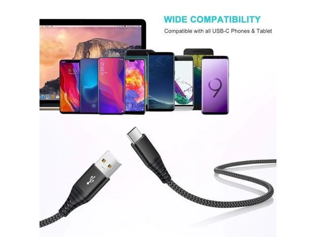 Alt view image 13 of 14 - USB Type C Charger Cable 6-Pack 10ft USB C Cable Fast Charging Braided Type C Charger Cord for iPhone 16/15 Galaxy S24 S23 S22 S9 S10 A13 A15 A03s Pixel-Black White Blue Green Purple Rose