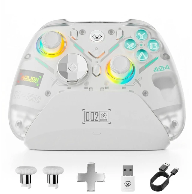 Alt view image 8 of 14 - Wireless Controller Compatible with Switch 2/Switch/OLED, Hall Effect Joysticks, 1000Hz Polling Rate, Tri-Mode Bluetooth/2.4G/Wired Gamepad with RGB Charging Dock