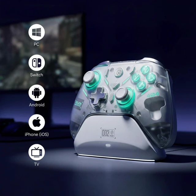 Alt view image 11 of 14 - Wireless Controller Compatible with Switch 2/Switch/OLED, Hall Effect Joysticks, 1000Hz Polling Rate, Tri-Mode Bluetooth/2.4G/Wired Gamepad with RGB Charging Dock