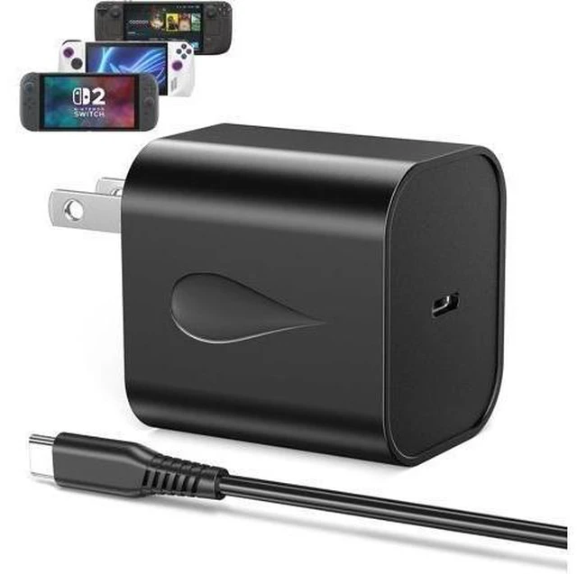 Alt view image 8 of 14 - Switch 2 Charger 60W PD 3.0 Fast Charging for Nintendo Switch 2 Steam Deck Rog Ally with 5FT USB C to C Cable Power Supply Ac Adapter for Laptops Smart Phone Tablet
