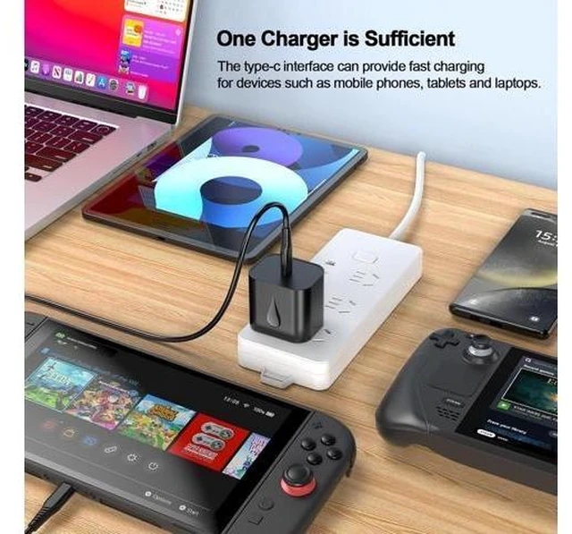 Alt view image 13 of 14 - Switch 2 Charger 60W PD 3.0 Fast Charging for Nintendo Switch 2 Steam Deck Rog Ally with 5FT USB C to C Cable Power Supply Ac Adapter for Laptops Smart Phone Tablet