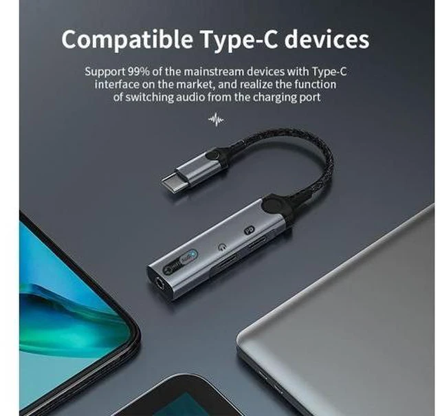 Alt view image 9 of 10 - Type C Earphone Audio Cable Adapter Type-C to Type-C +3.5mm Earphone Microphone Headphone Jack Adapter for iPhone 15 orange
