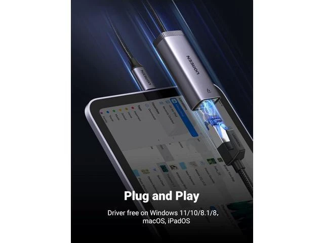 Alt view image 13 of 14 - UGREEN USB C to Ethernet Adapter to 10 100 1000 Mbps Gigabit LAN Network Adapter RJ45 Internet Adapter Compatible with Nintendo Switch Laptop PC MacBook Surface XPS and More