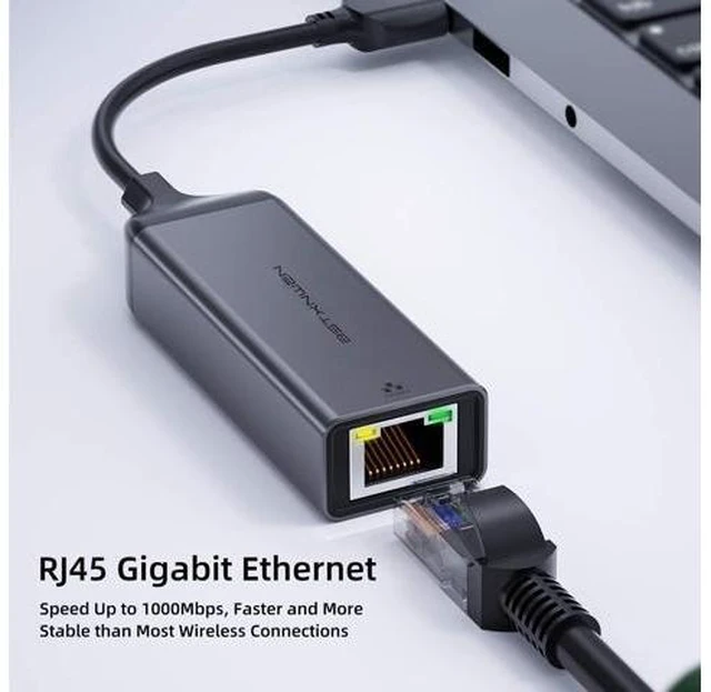 Alt view image 2 of 7 - USB Ethernet Adapter Network Adapter USB 3.0 to Network Gigabit RJ45 LAN 10/100/1000 Mbps Adapter Converter for Nintendo Switch MacBook Mac Pro Mini iMac XPS Surface Pro Notebook PC