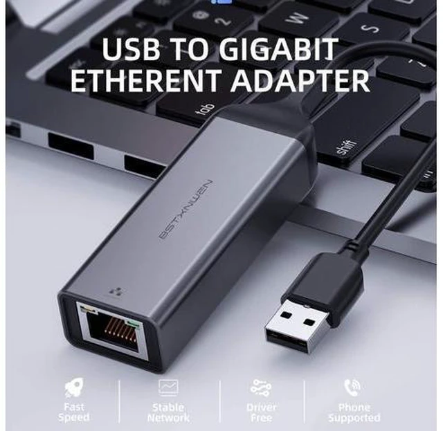 Alt view image 3 of 7 - USB Ethernet Adapter Network Adapter USB 3.0 to Network Gigabit RJ45 LAN 10/100/1000 Mbps Adapter Converter for Nintendo Switch MacBook Mac Pro Mini iMac XPS Surface Pro Notebook PC