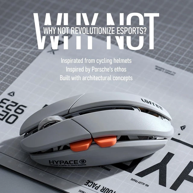 Alt view image 9 of 14 - Hypace Ultra-Lightweight Wireless Gaming Mouse, 47g, PAW3950 Sensor, 40K DPI, 8K Polling Rate, Mg Alloy Frame, Tri-Mode(Bluetooth/2.4GHz/Wired), 100Hrs Battery for PC/Mac (Ghost) Crayon Grey