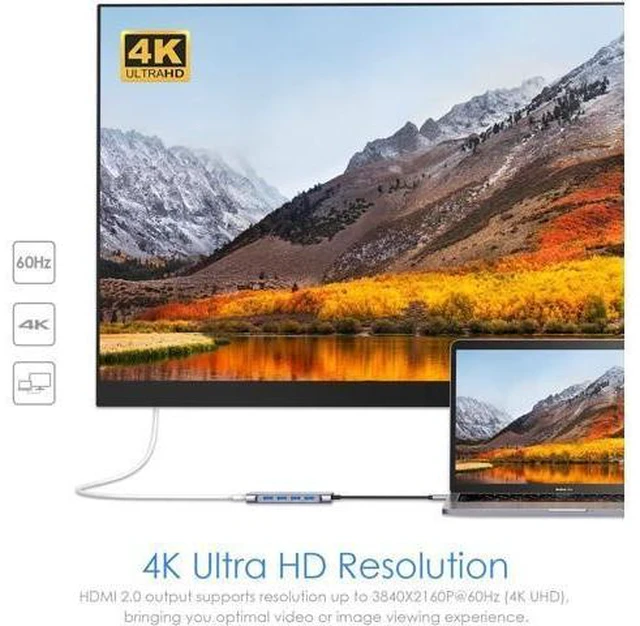 Alt view image 11 of 14 - USB-C Multi-Port Hub with 4K HDMI Output 100W PD 4 USB 3.0 5Gbps Compatible 2025-2016 MacBook Pro New Mac Air & Surface Chromebook iPhone 17 More Stable Driver Adapter (C35 Space Gray)