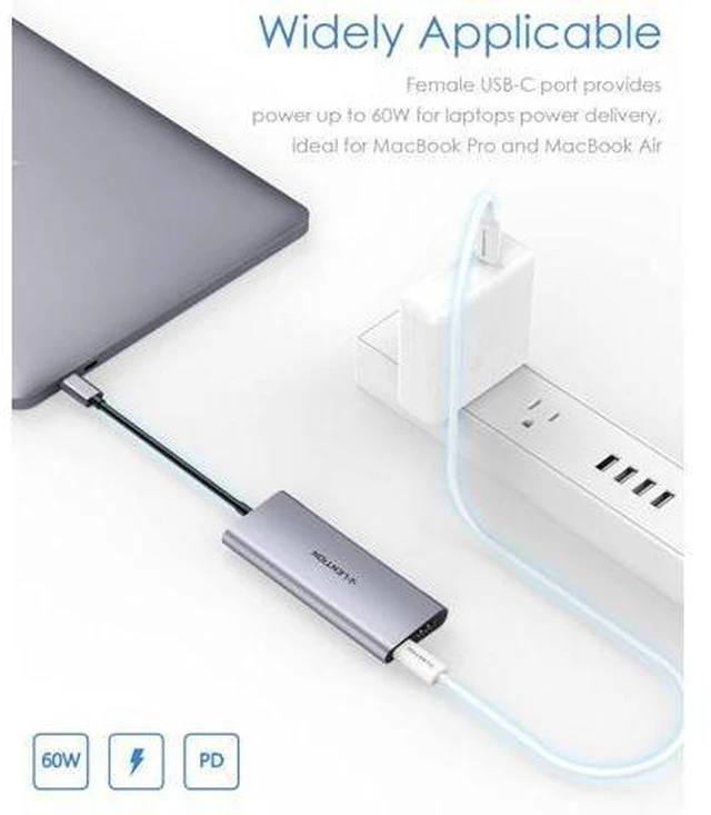 Alt view image 13 of 14 - USB-C Multi-Port Hub with 4K HDMI Output 100W PD 4 USB 3.0 5Gbps Compatible 2025-2016 MacBook Pro New Mac Air & Surface Chromebook iPhone 17 More Stable Driver Adapter (C35 Space Gray)