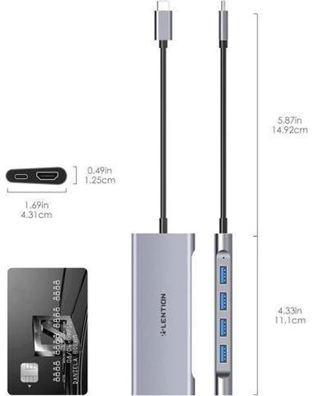 Alt view image 14 of 14 - USB-C Multi-Port Hub with 4K HDMI Output 100W PD 4 USB 3.0 5Gbps Compatible 2025-2016 MacBook Pro New Mac Air & Surface Chromebook iPhone 17 More Stable Driver Adapter (C35 Space Gray)