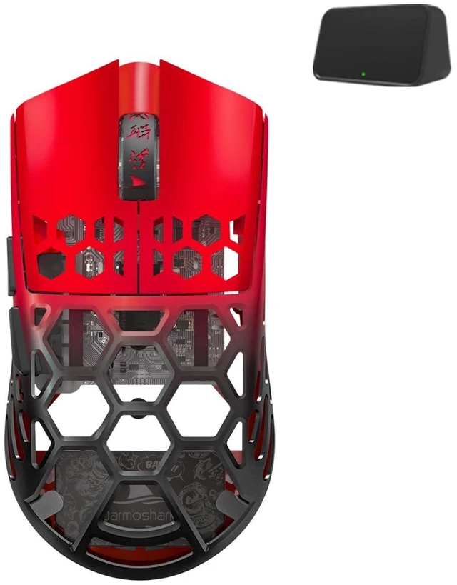 Alt view image 6 of 10 - Darmoshark M2 Wireless Gaming Mouse,Tri-Mode 4K/USB-C/Bluetooth Mouse Up to 26000DPI,PAW3395 Optical Sensor Lightweight 42g,5 programmable Button 500MAh Battery Life,Computer Mouse for Laptop,PC(RED)
