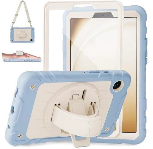 Alt view image 6 of 10 - Stweap Case for Samsung Galaxy Tab A9 Case 8.7 Inch 2023, with 360 Rotating Hand Strap & Shoulder Strap,Protective Case for Galaxy Tab A9 8.7" Tablet SM-X110/X115/X117 (Iceblue+White)