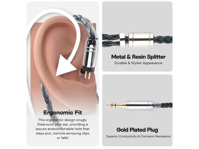 Alt view image 13 of 14 - Tripowin Zonie IEM Cable 16 Core Silver Plated Earphone Upgraded Cords 1.25m SPC in Ear Monitor Cable for 7HZ Timeless AE TINHIFI T2 PRO T3 T4(MMCX 3.5mm)(Moss)