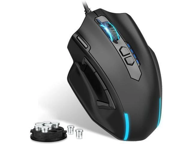 Alt view image 11 of 12 - Wired Large Gaming Mouse, Big Gamer Mouse with Rapid Fire Button, 5 Side Buttons, 12400 DPI, 5 Backlit Modes, 11 Programmable Macro Shortcuts, Adjustable Weights, Comfort Grip for Windows