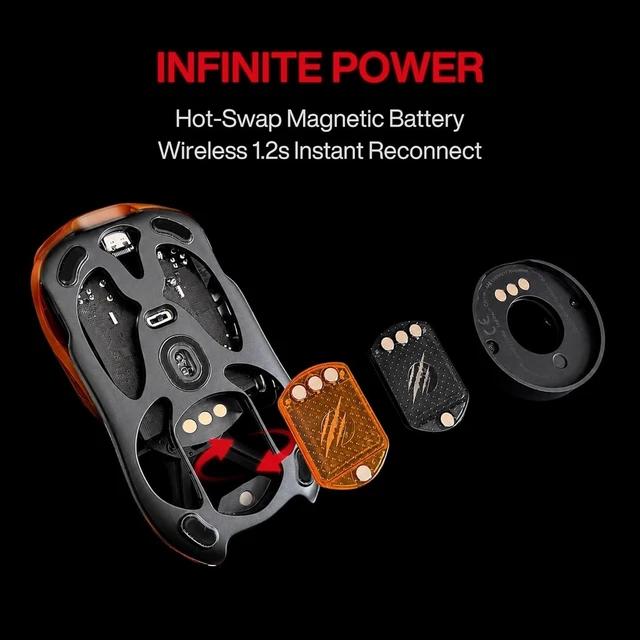 Alt view image 11 of 14 - Infinity 49g Ultra Lightweight Wireless Gaming Mouse with PAW3950 Sensor | 8K Polling 30K DPI Anti-Double Click Optical-Micro Switche Hot-Swap Battery Tri-Mode RGB Low Latency FPS Mouse for PC Gaming