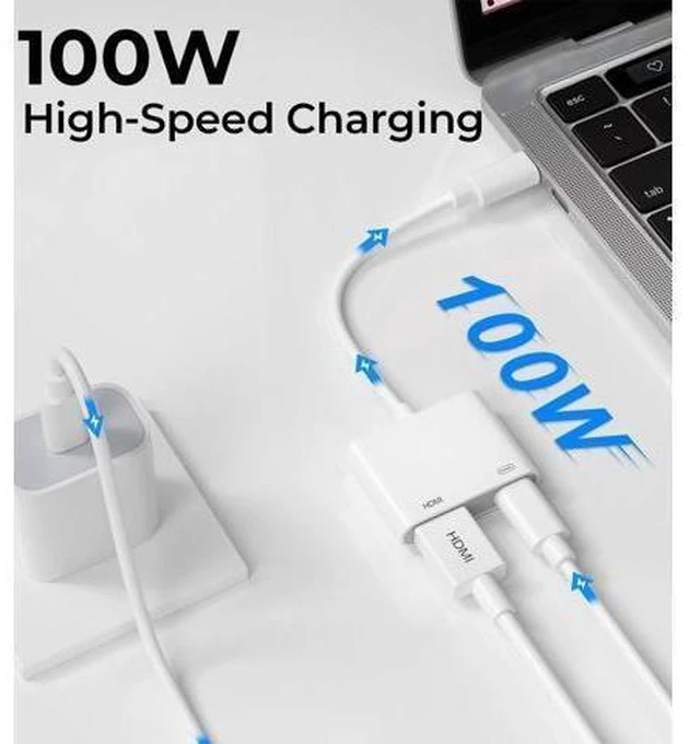 Alt view image 13 of 14 - USB-C to HDMI Adapter 4K@60Hz for iPhone 15 16 MacBook Pro Air iPad Pro MFi Certified Type-C Digital AV HDMI 2.0 Cord Compatible with Galaxy S25 Nintendo Switch Pixelbook XPS