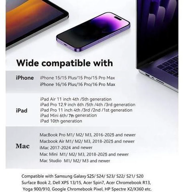 Alt view image 14 of 14 - USB-C to HDMI Adapter 4K@60Hz for iPhone 15 16 MacBook Pro Air iPad Pro MFi Certified Type-C Digital AV HDMI 2.0 Cord Compatible with Galaxy S25 Nintendo Switch Pixelbook XPS