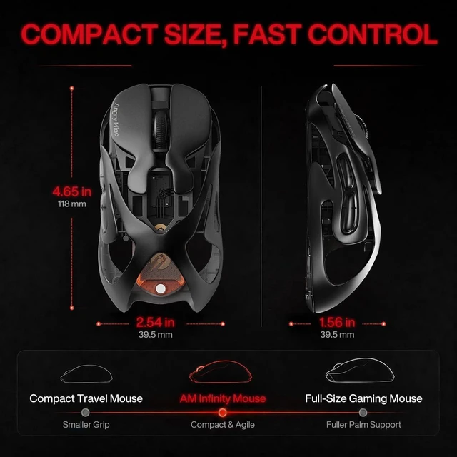 Alt view image 12 of 14 - Infinity 49g Ultra Lightweight Wireless Gaming Mouse with PAW3950 Sensor | 8K Polling 30K DPI Anti-Double Click Optical-Micro Switche Hot-Swap Battery Tri-Mode RGB Low Latency FPS Mouse for PC Gaming
