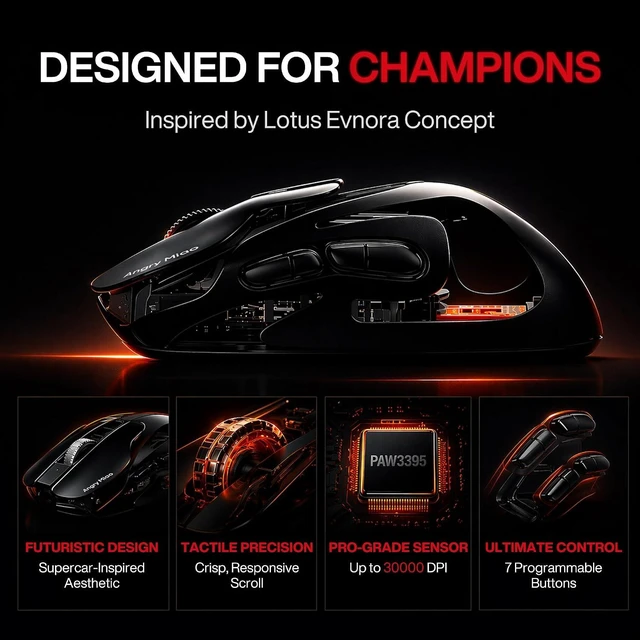 Alt view image 14 of 14 - Infinity 49g Ultra Lightweight Wireless Gaming Mouse with PAW3950 Sensor | 8K Polling 30K DPI Anti-Double Click Optical-Micro Switche Hot-Swap Battery Tri-Mode RGB Low Latency FPS Mouse for PC Gaming