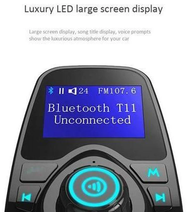 Alt view image 7 of 10 - Wireless BT Car Kit Hands Free FM Transmitter LCD MP3 Player A2DP Dual USB Charger Car Accessories