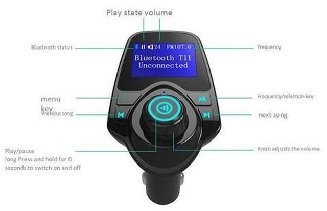Alt view image 9 of 10 - Wireless BT Car Kit Hands Free FM Transmitter LCD MP3 Player A2DP Dual USB Charger Car Accessories