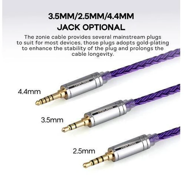 Alt view image 13 of 14 - Tripowin Zonie IEM Cable 16 Core Silver Plated Earphone Upgraded Cords 1.25m SPC in Ear Monitor Cable for 7hz Zero:2 Orchestra Lite Cadenza Hype4 Supermix4(2pin 0.78mm 3.5mm)(Violet)