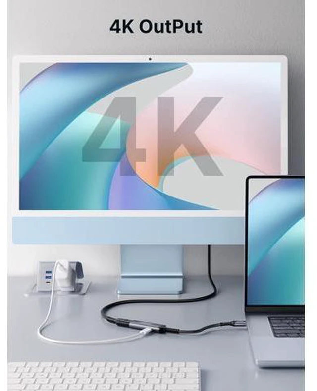 Alt view image 11 of 14 - USB C to HDMI with PD Charger Adapter 2-in-1 Type C to HDMI 4K@30Hz/100W Charging Compatible with iPhone 17 Pro Max/Air/ 16 Pro Max/15 Pro Max S24/S23 MacBook Steam Deck ROG Ally