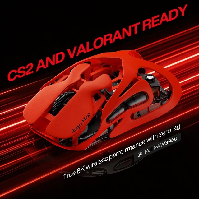 Alt view image 13 of 14 - Infinity Gaming Wireless Mouse 49g Ultralight Metal Design, 30000 DPI PAW3950 Sensor, Dual 8K Polling, Hot-Swappable Battery, Tri-Mode 2.4G/Bluetooth/Wired RGB Gaming Mouse- Blaze Orange