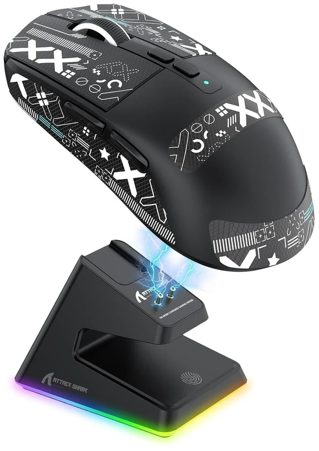 Alt view image 2 of 2 - X6 Lightweight Wireless Gaming Mouse with RGB Backlight Charging Base,Tri-Mode Wired/2.4GHz/BT5.2,26
