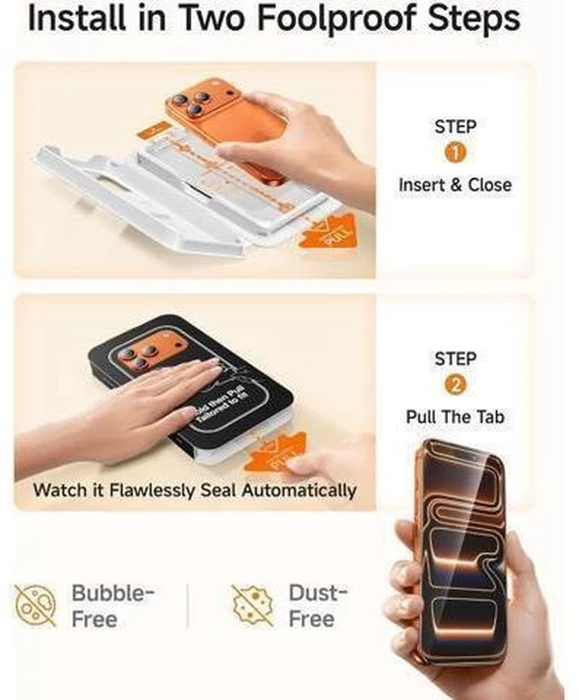 Alt view image 13 of 14 - 3-Pack Screen Protector for iPhone 17 Pro SmartPull Box Pro Installation System 5X Stronger Reinforced Glass Advanced Shatter Resistance