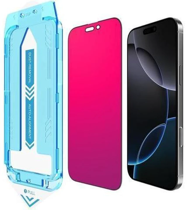 Alt view image 6 of 10 - for iPhone 16 Plus Privacy Screen Protector Gradient Color Tempered Glass Bubble Free Easy Installation Auto Dust-Elimination Anti Blue Light
