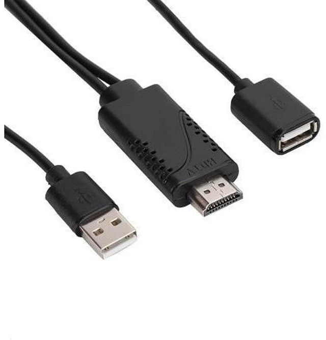 Alt view image 8 of 14 - 2 in 1 1080P USB to HDMI Adapter USB Female to HDMI Male iPhone Android Black 1M