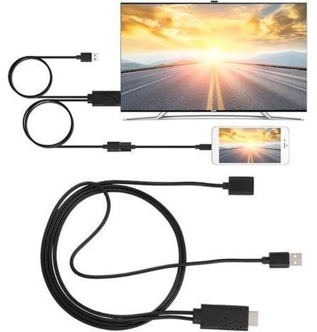 Alt view image 13 of 14 - 2 in 1 1080P USB to HDMI Adapter USB Female to HDMI Male iPhone Android Black 1M