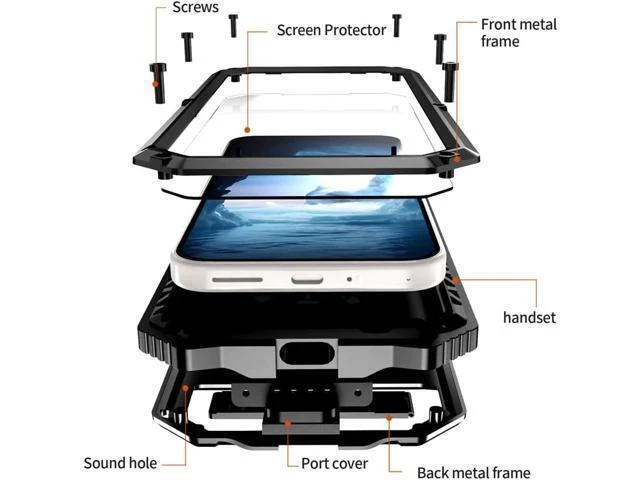 Alt view image 14 of 14 - for Google Pixel 9 Pro XL Case Metal Heavy Duty Phone Case Built-in Screen Protector Full Body Protective Dust Proof Military - Grade Rugged (6.8 Black)