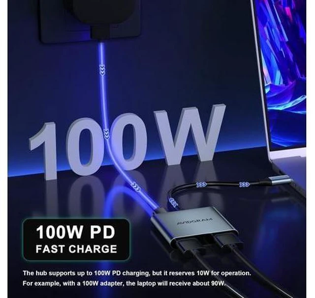 Alt view image 10 of 14 - USB C to Dual HDMI Adapter 4K 30Hz USB C Hub Multiport Adapter with Dual HDMI USB 3.0 100W PD Support USB C to HDMI Splitter Extended Display for Laptop (MST is not Supported on macOS)