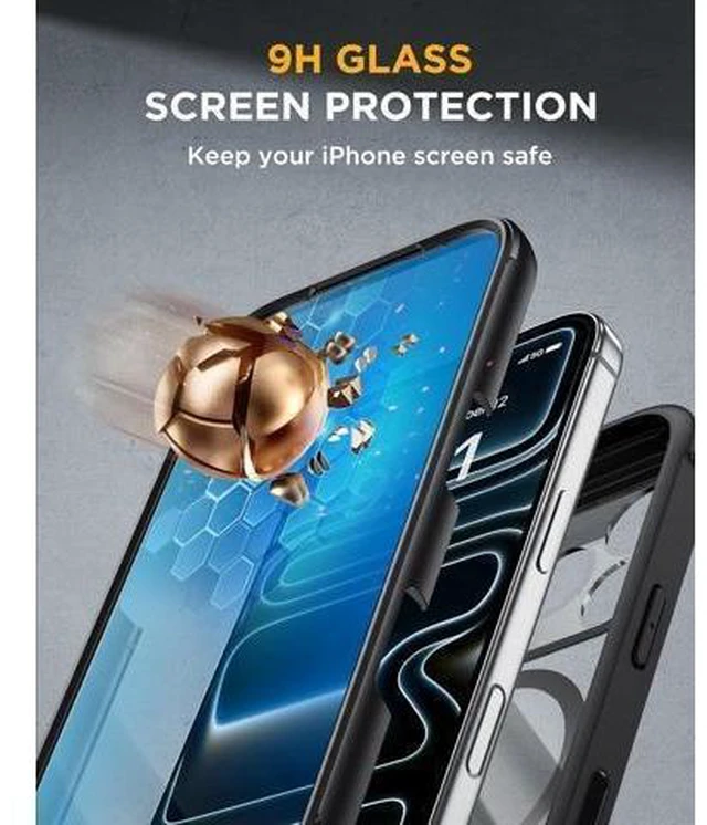 Alt view image 11 of 14 - for iPhone 17 Pro Case 6.3 Full-Body Bumper Military Drop Protection Outdoor Phone Case with Built-in Glass Screen & Full Camera Protector Camera Control Compatible with MagSafe Black