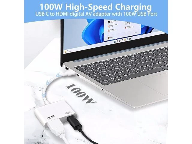 Alt view image 13 of 14 - USB C to HDMI for TV 4K@60Hz Type C to HDMI Adapter with Charging Port iPhone to Hdmi to USB C Adapter Compatible for iPhone 16/15 Series/iPad Pro/Galaxy/MacBook Pro to HDTV Projector