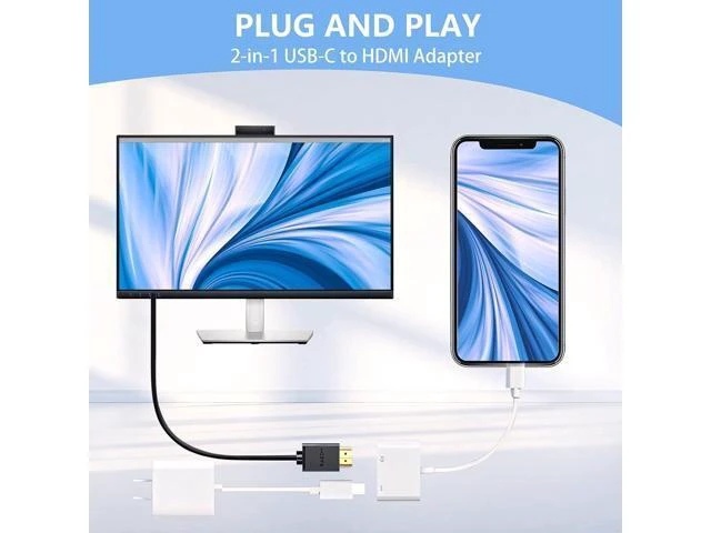 Alt view image 14 of 14 - USB C to HDMI for TV 4K@60Hz Type C to HDMI Adapter with Charging Port iPhone to Hdmi to USB C Adapter Compatible for iPhone 16/15 Series/iPad Pro/Galaxy/MacBook Pro to HDTV Projector
