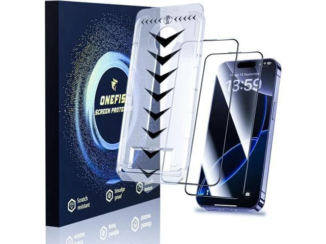Alt view image 8 of 14 - for iPhone 14 Pro Max 6.7 inch Tempered Glass Screen Protector 2 Pack Auto Dust-Elimination Easy Installation HD Clear Screen Protector