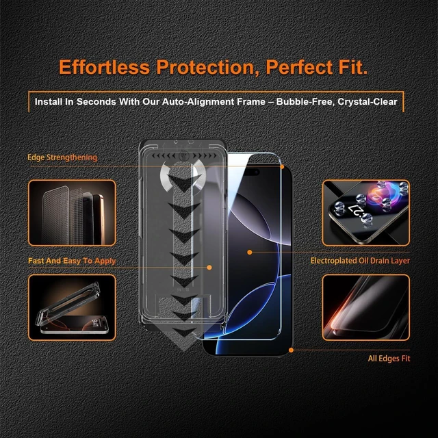 Alt view image 9 of 14 - for iPhone 14 Pro Max 6.7 inch Tempered Glass Screen Protector 2 Pack Auto Dust-Elimination Easy Installation HD Clear Screen Protector