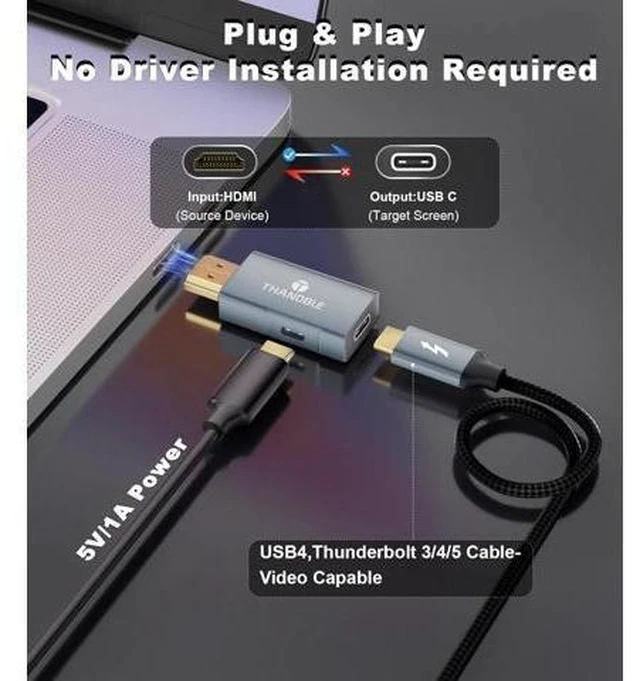 Alt view image 11 of 14 - HDMI to USB C Adapter 4K60Hz Unidirectional HDMI Male to USB C Female for Portable Monitor AR Glasses XREAL One/Air 2 Pro/VITURE Pro/Rokid PS4/5 Xbox Switch ROG Ally Steam Deck-1Pack