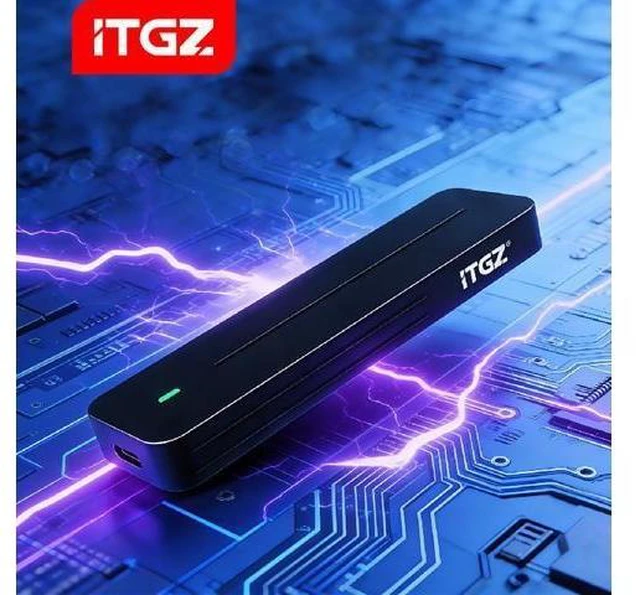 Alt view image 9 of 14 - Dual Protocol M.2 Enclosure USB 3.2 Gen2 10Gbps High-Speed Type-C Aluminum Alloy Case Works NVMe SATA SSDs