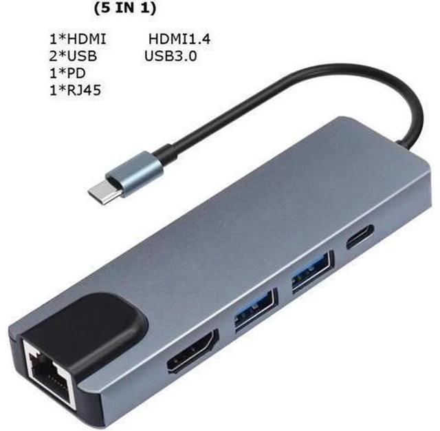 Alt view image 7 of 12 - Multifunctional Expansion Dock USB-C Hub Docking Station Adapter With USB 3.0 / 4K HDMI HD Display /RJ45 Gigabit Ethernet /PD Charging SD &TF Card Readers