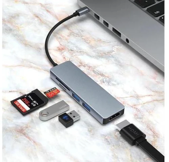 Alt view image 9 of 12 - Multifunctional Expansion Dock USB-C Hub Docking Station Adapter With USB 3.0 / 4K HDMI HD Display /RJ45 Gigabit Ethernet /PD Charging SD &TF Card Readers