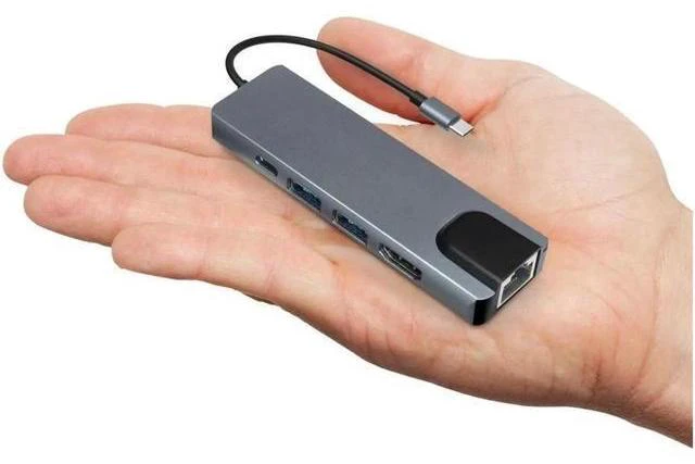 Alt view image 12 of 12 - Multifunctional Expansion Dock USB-C Hub Docking Station Adapter With USB 3.0 / 4K HDMI HD Display /RJ45 Gigabit Ethernet /PD Charging SD &TF Card Readers