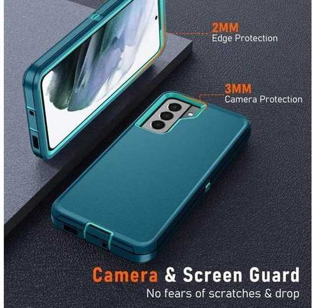 Alt view image 11 of 14 - for Galaxy S21 Case Galaxy S21 Case with 2Pcs HD Screen Protector Military Grade 3 in 1 Shockproof/Dustproof/Drop Proof Military Grade Protective Cover for S21 -Green