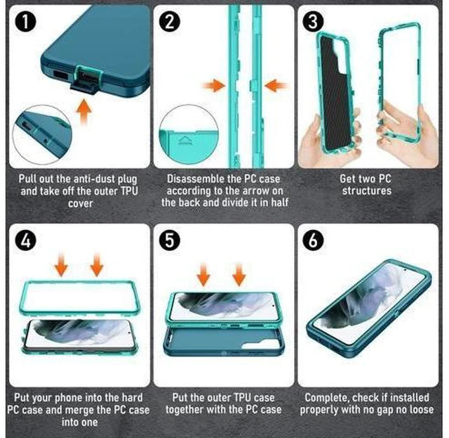 Alt view image 14 of 14 - for Galaxy S21 Case Galaxy S21 Case with 2Pcs HD Screen Protector Military Grade 3 in 1 Shockproof/Dustproof/Drop Proof Military Grade Protective Cover for S21 -Green